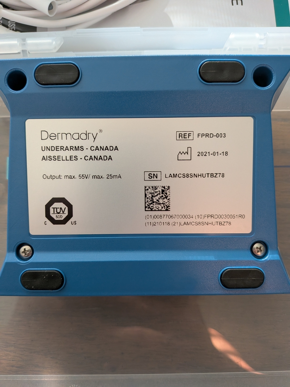 Dermadry Iontophoresis Device - Underarms Treatment